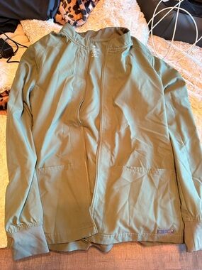 MedCouture Olive Green Zip Scrub Jacket